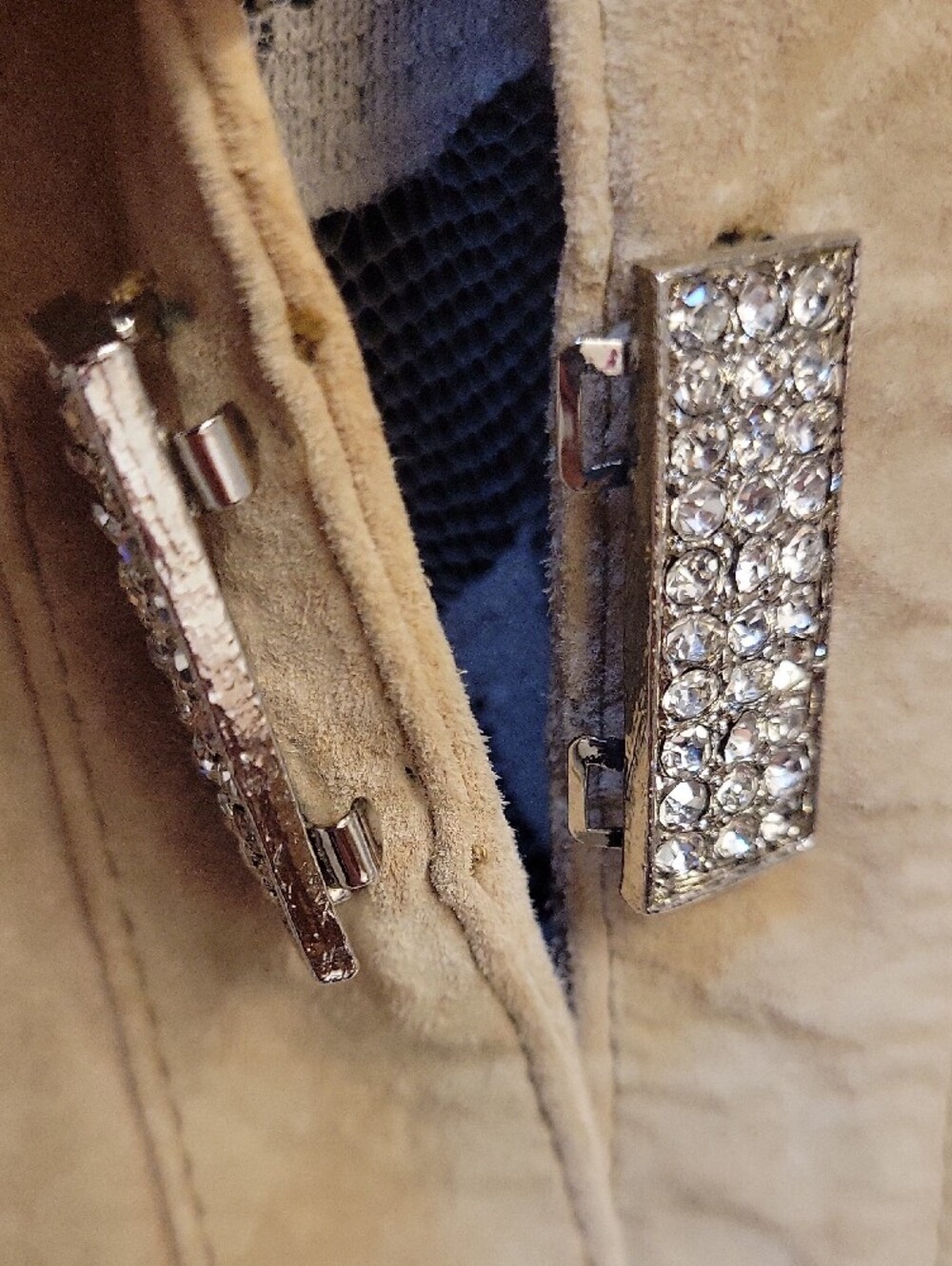 Women's Rhinestone Embellished Suede Jacket - Picture 7 of 10